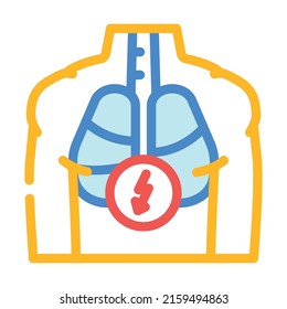 dolor en el vector de iconos de color de los pulmones. signo de dolor en los pulmones. ilustración de símbolo aislado