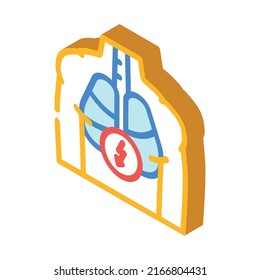 Schmerzen in der Lunge isometrische Symbol Vektorgrafik. Schmerzen in der Lunge Schild. einzelne Symbolillustration