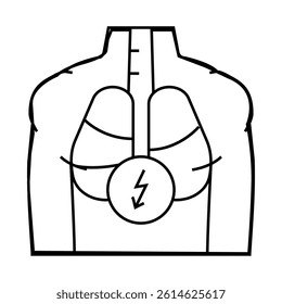 pain in lungs line icon vector. pain in lungs sign. isolated contour symbol black illustration