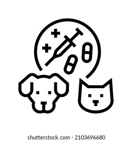 Pain Management Animal Line Icon Vector. Pain Management Animal Sign. Isolated Contour Symbol Black Illustration