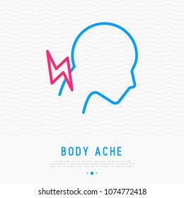 Pain in neck thin line icon. Modern vector illustration.