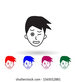 Pain on the face multi color icon. Simple glyph, flat vector of facial expressions icons for ui and ux, website or mobile application