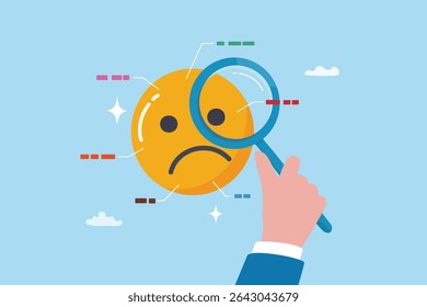 Pain point analysis, customer feedback or problem analysis for solution, marketing or analyze customer pain point for new opportunity concept, businessman analyze negative pain face to see value.