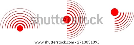 Pain point. Red concentric ripple circles Radial signal wave icon. Radar vector icons. Signal concentric circles. Sound wave background radio station signal. Sonar sound waves. Vector