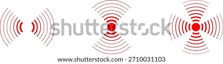 Pain point. Red concentric ripple circles Radial signal wave icon. Radar vector icons. Signal concentric circles. Sound wave background radio station signal. Sonar sound waves. Vector