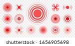 Pain pointings. Different muscles, bones and head vector ache pointing set, painkillers remedies targets circle icons