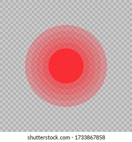 Dolor en el círculo rojo de forma plana. Ilustración vector abstracta para la toma de decisiones