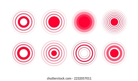 Pain red circle. Human pain. Painful target mark. Vector stock illustration.