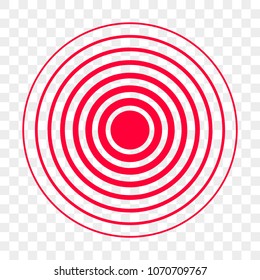 Pain red circle point vector icon for medical painkiller pill design