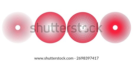 Pain red circles. Pain localization sign and pain pointings. Red rings. Sonar waves. Set of radar icons. Symbols for medical design. Vector illustration.


