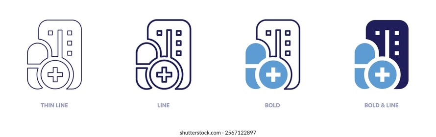 Pain relief icon in 4 different styles. Thin Line, Line, Bold, and Bold Line. Duotone style. Editable stroke.