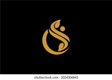 Vector de diseño del logotipo de alivio del dolor. Símbolo de ilustración CS de letra abstracta. Iconos vectoriales de círculo y hoja.