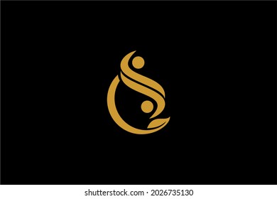 Pain relief logo design vector. Abstract letter CS illustration symbol. Circle and leaf vector icons.
