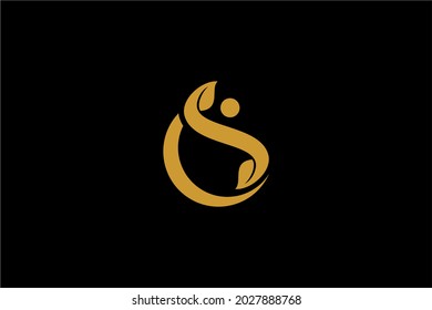 Pain relief logo design vector. Abstract letter CS illustration symbol. Circle and leaf vector icons.