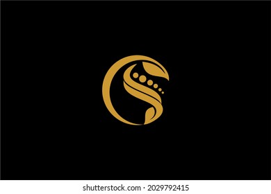 Pain relief logo design vector. Abstract letter CS illustration symbol. Circle and leaf vector icons.