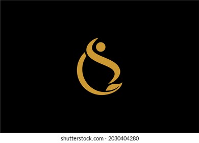 Pain relief logo design vector. Abstract letter CS illustration symbol. Circle and leaf vector icons.