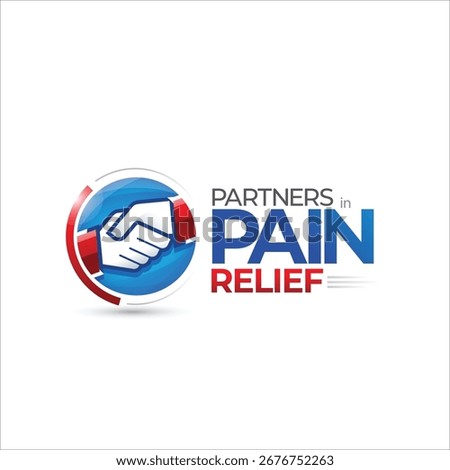 Pain Relief Logo Vector Images Creative Pain logo design, Partners in Pain Relief, Pain thunder bolt, handshake, hands shading, Conference, Meeting, Symposia, Campaign