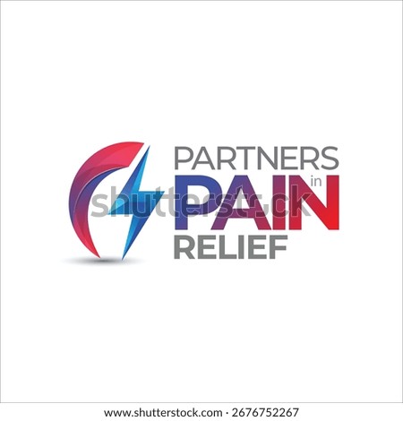Pain Relief Logo Vector Images Creative Pain logo design, Partners in Pain Relief, Pain thunder bolt, handshake, hands shading, Conference, Meeting, Symposia, Campaign