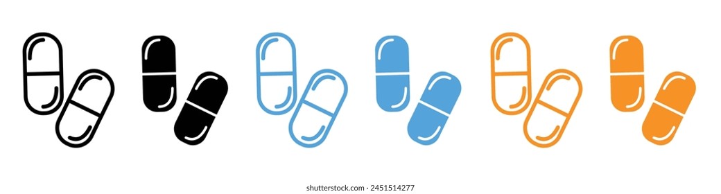 Pain relief medication icon for tablets and capsules in healthcare treatment