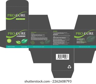 pain relief product label design vector