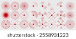 Pain Relief Target Icons: Concentric Red Circles for Healthcare, Radar, and Sound Wave Concepts