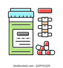 pain reliever pills scoliosis color icon vector. pain reliever pills scoliosis sign. isolated symbol illustration