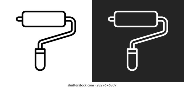 Pain Roller Icon On White and Black Backgrounds.