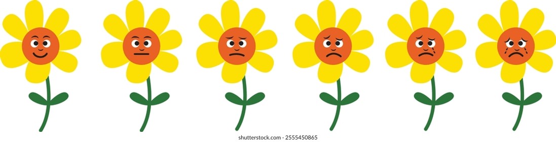Pain scale flower shows different emotions