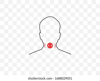 Pain sore throat icon. Vector illustration, flat design.