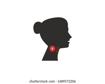Pain, sore throat icon. Vector illustration, flat design.