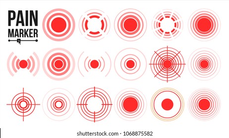 Pain Symbol Set Vector. Round Medical Design Element. Isolated Illustration
