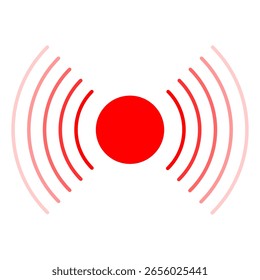 Pain symbol vector isolated. Radial circles as symbol of pain area. Red waves, signal of body. Sick joint.