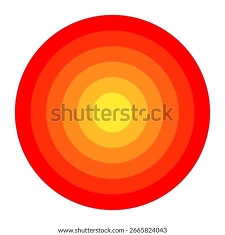 Pain symbol vector isolated. Radial circles as symbol of pain area. Red waves, signal of body. Sick joint.