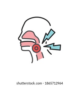Pain throat line color icon. Sign for web page, mobile app