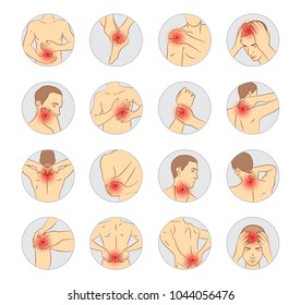 pain vector set, man body parts