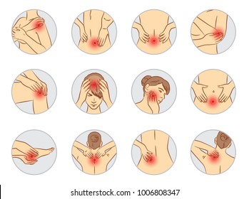 Pain Vector Set, Woman Body Parts