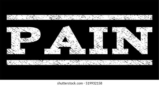 Pain watermark stamp. Text caption between horizontal parallel lines with grunge design style. Rubber seal stamp with unclean texture. Vector white color ink imprint on a black background.