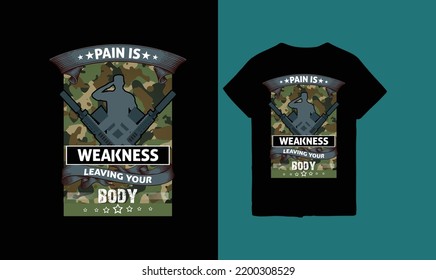 Pain Is Weakness Leaving Your Body Military Tshirt design