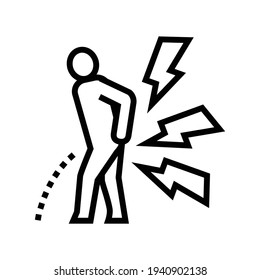 dolor al orinar el vector de icono de línea. dolor al orinar. símbolo de contorno aislado ilustración negra