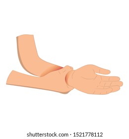 Pain in the wrist, man holding her wrist pain because Ligament in the wrist area, vector illustration concept Disease and healthcare