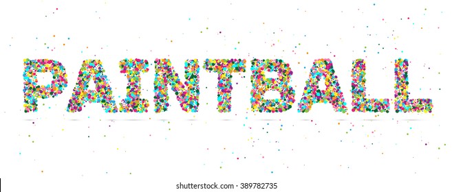 painball word consisting of colored particles