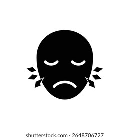 Pained expression with closed eyes showing discomfort and suffering