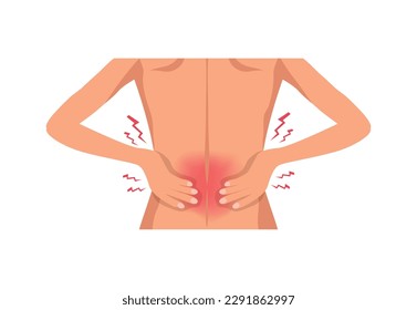 Painful back injury strain flat vector illustration