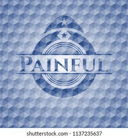 Painful blue polygonal emblem.