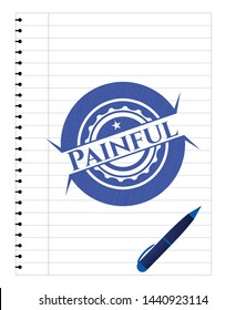Painful draw (pen strokes). Blue ink. Vector Illustration. Detailed.