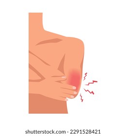 Painful elbow injury flat vector illustration