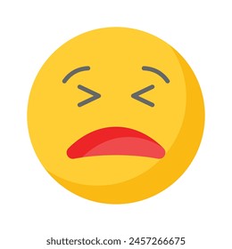 Painful expression, trendy icon of pain emoji, editable vector