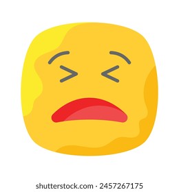 Painful expression, trendy icon of pain emoji, editable vector
