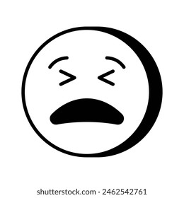 Painful expression, trendy icon of pain emoji, editable vector