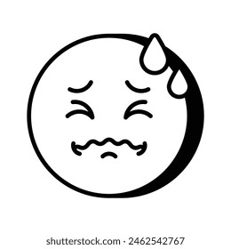 Painful expression, trendy icon of pain emoji, editable vector